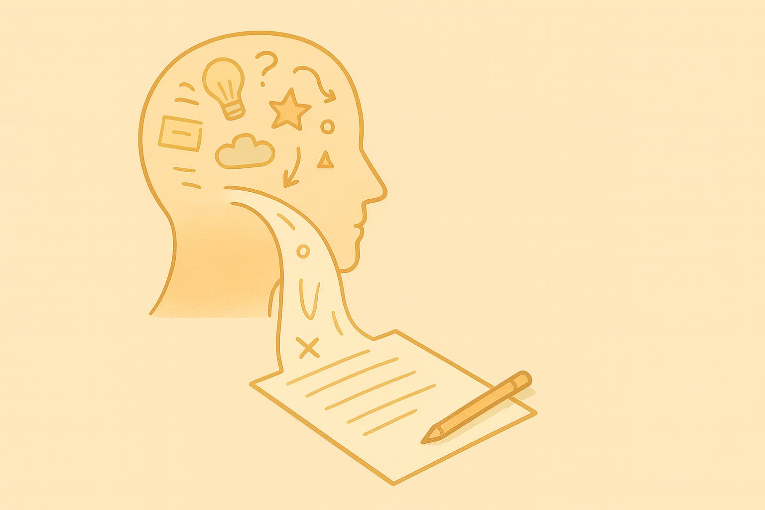 Thoughts flowing naturally from brain to paper